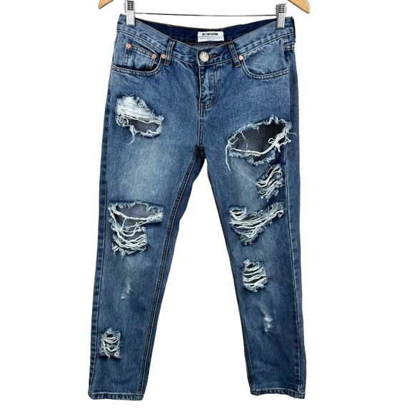 ONE TEASPOON Womens Awesome Baggies Jeans‎ 26 Blue Ripped Distressed Denim